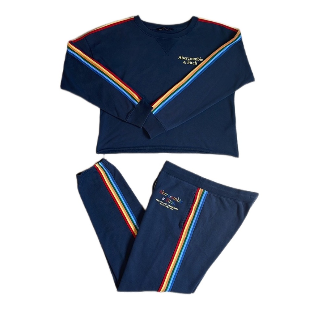 Abercrombie & Fitch Y2K Rainbow Stripe Jogger Two Piece Sweatsuit